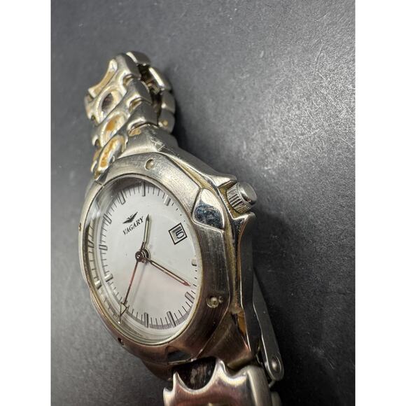 Vagary By Citizen Quartz Men\'s Date Watch 1A10-I0006-1 Silver Tone 29.6mm 6.5\